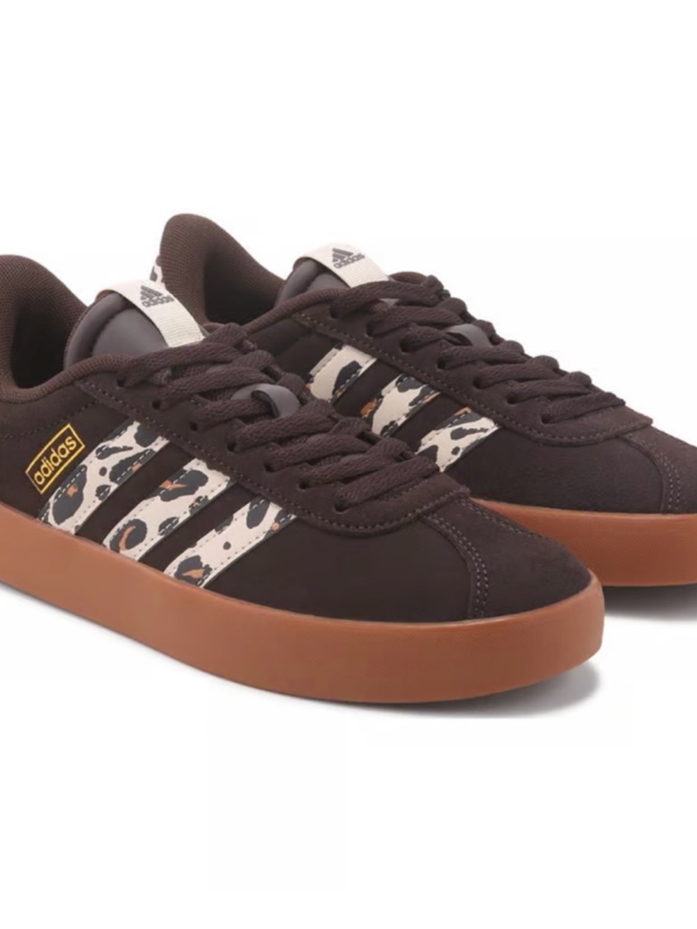 Women’s Addidas VL court 3.0 Sneakers with Leopard Stripe